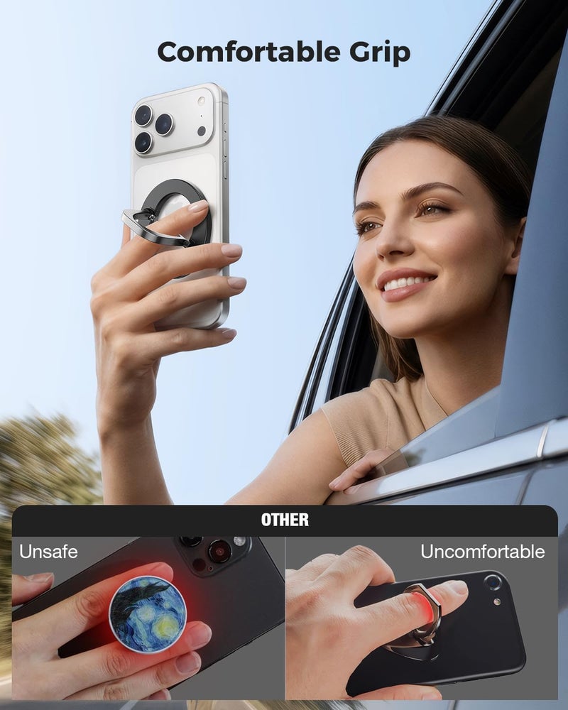 SUPERONE for MagSafe Phone Grip, Adjustable Magnetic Phone Ring Holder Removable Finger Phone Ring Kickstand Compatible with MagSafe Accessories Only for iPhone 17 & 16 & 15 & 14 & 13 & 12 Series - Image 4